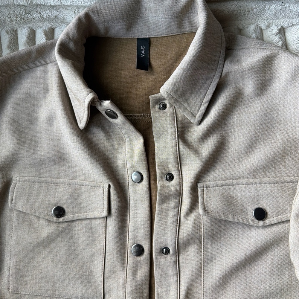 Tan Button-Up Shirt Jacket - Picture 3 of 7